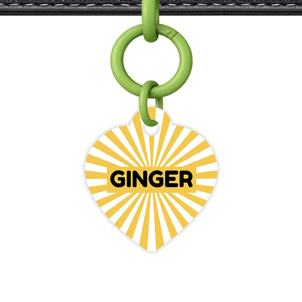 Yellow Sunburst QR Smart Pet Id Tag Tag (Dog Tag & Cat Tag)