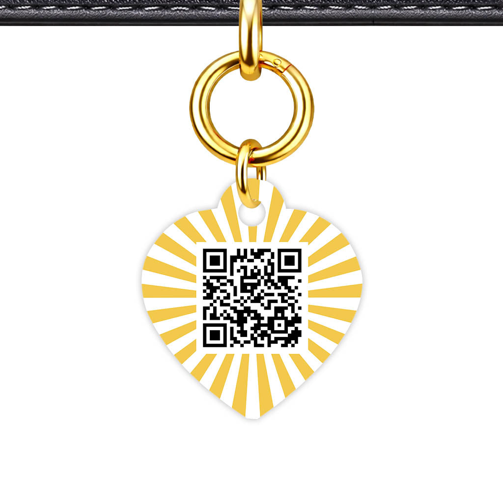 Yellow Sunburst QR Smart Pet Id Tag Tag (Dog Tag & Cat Tag)