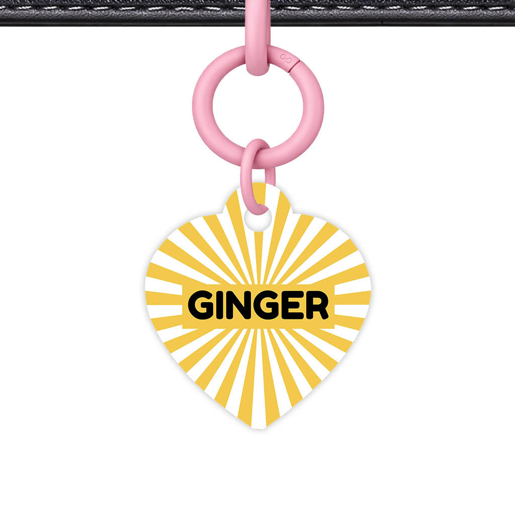 Yellow Sunburst QR Smart Pet Id Tag Tag (Dog Tag & Cat Tag)