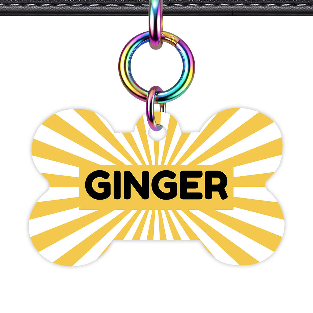 Yellow Sunburst QR Smart Pet Id Tag Tag (Dog Tag & Cat Tag)