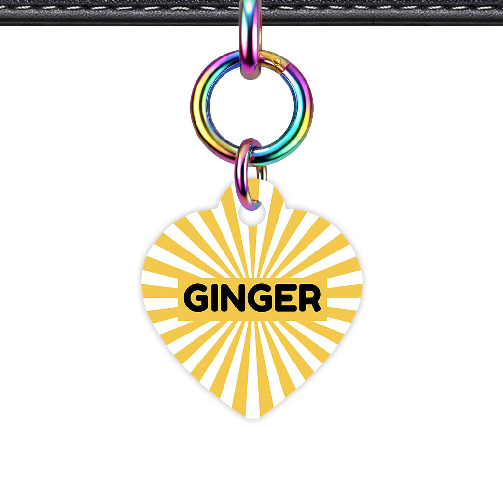 Yellow Sunburst QR Smart Pet Id Tag Tag (Dog Tag & Cat Tag)