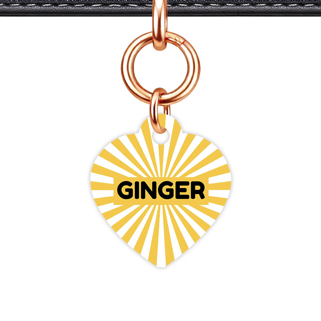 Yellow Sunburst QR Smart Pet Id Tag Tag (Dog Tag & Cat Tag)