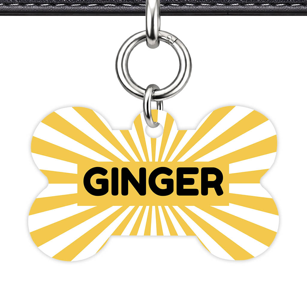 Yellow Sunburst QR Smart Pet Id Tag Tag (Dog Tag & Cat Tag)