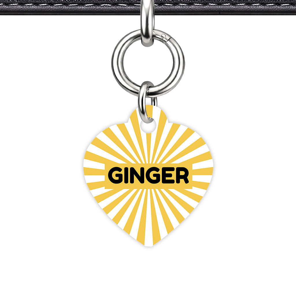 Yellow Sunburst QR Smart Pet Id Tag Tag (Dog Tag & Cat Tag)