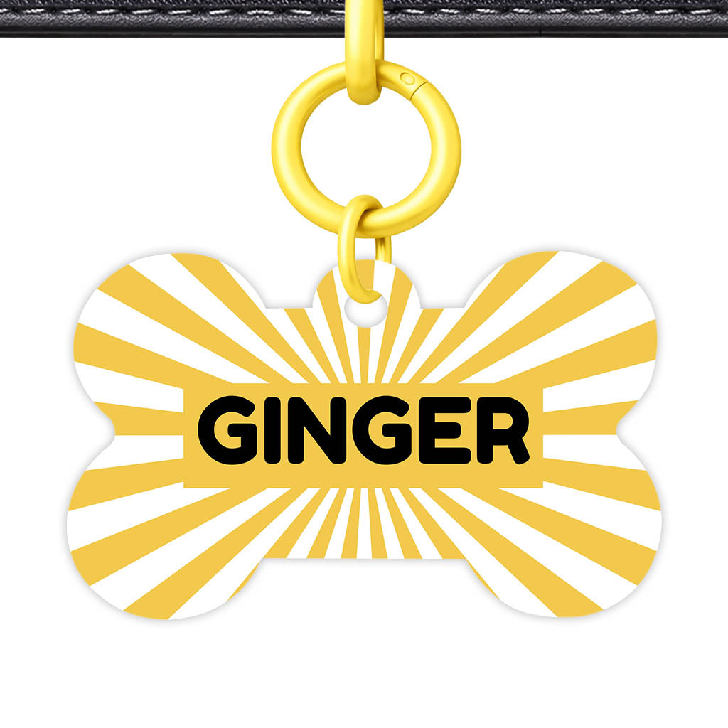 Yellow Sunburst QR Smart Pet Id Tag Tag (Dog Tag & Cat Tag)