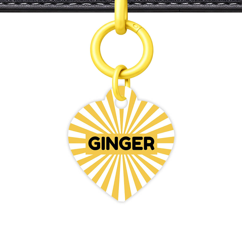 Yellow Sunburst QR Smart Pet Id Tag Tag (Dog Tag & Cat Tag)