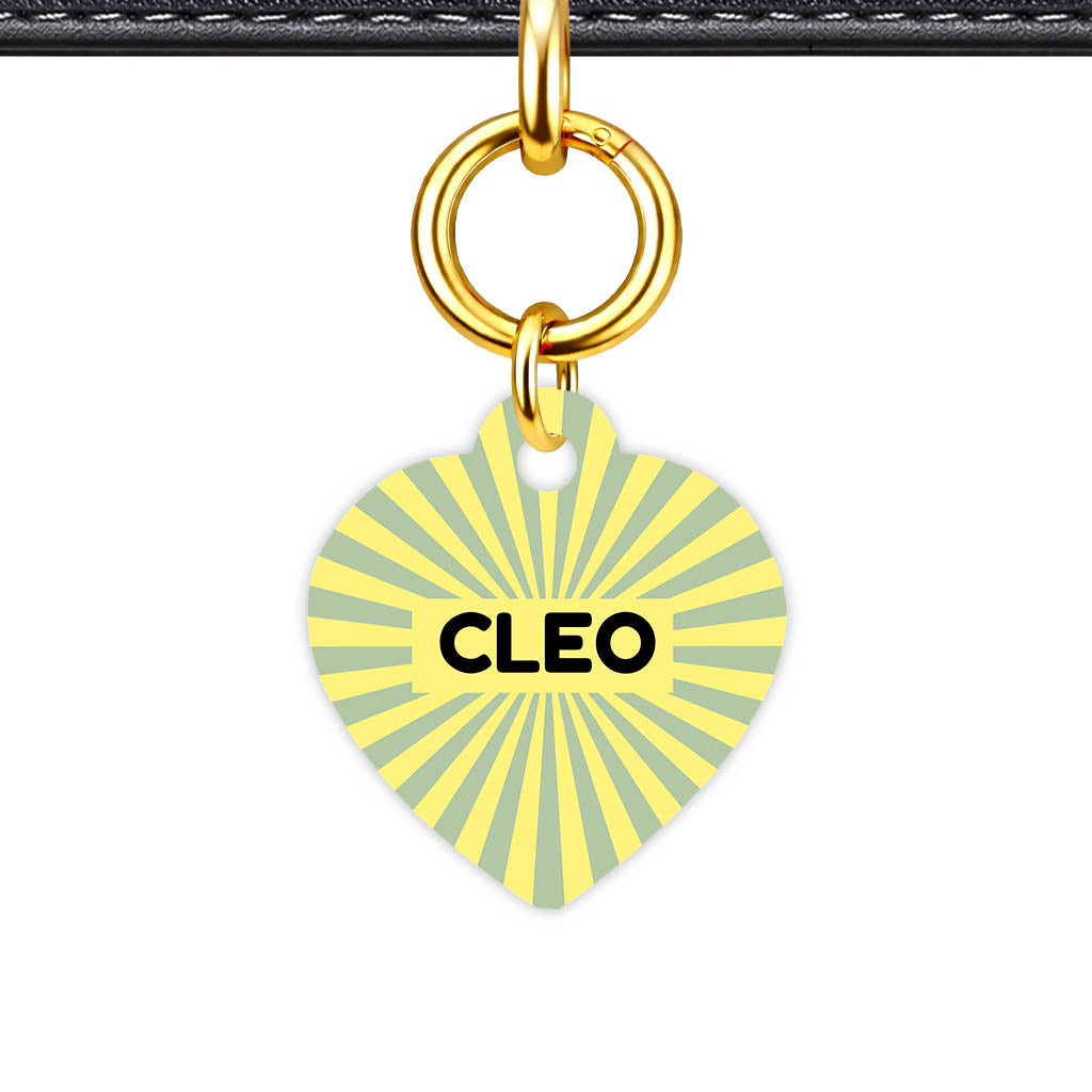 Patterns Dog Tag Gold QR Smart Vol 7 | 5 Designs | Heart Bone Circle | Pet ID Tag - Qr Smart Id Unique Green Yellow Sunburst Qr Smart Pet Id Dog Tag And Cat Tag Pattern 0088