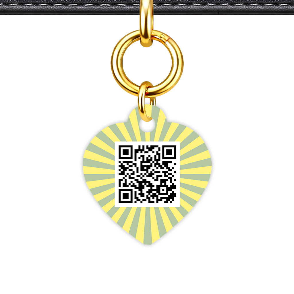 Green Yellow Sunburst QR Smart Pet Id Tag Tag (Dog Tag & Cat Tag)