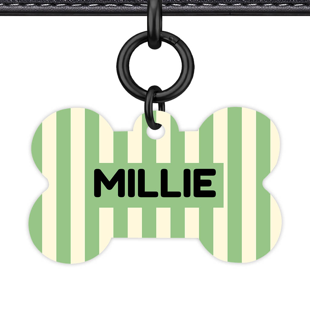 Mint Stripes QR Smart Pet Id Tag Tag (Dog Tag & Cat Tag)