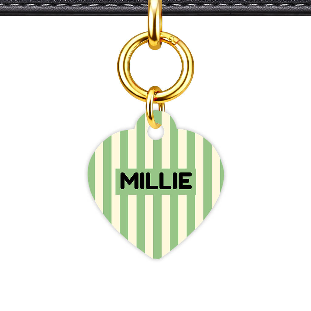 Mint Stripes QR Smart Pet Id Tag Tag (Dog Tag & Cat Tag)