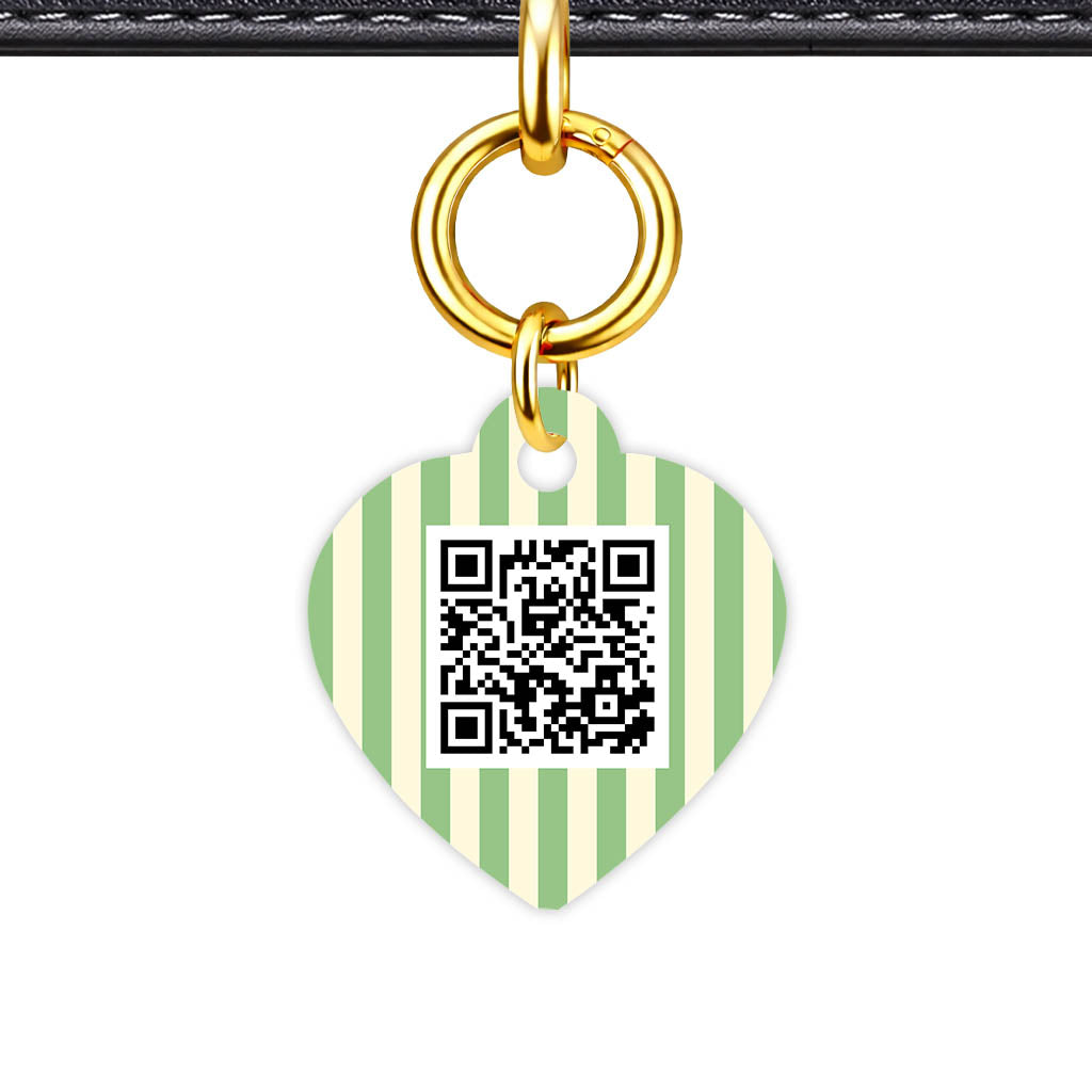 Mint Stripes QR Smart Pet Id Tag Tag (Dog Tag & Cat Tag)