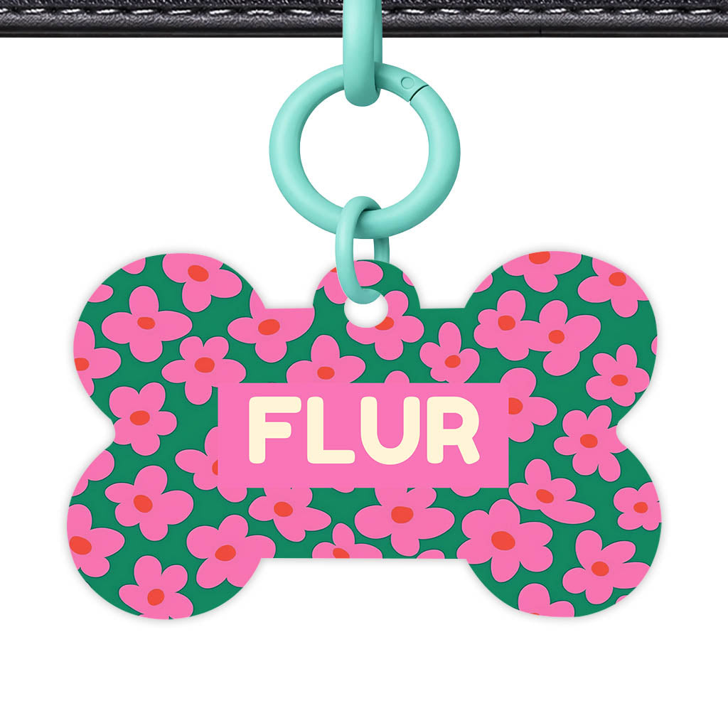 Pink Daisies QR Smart Pet Id Tag Tag (Dog Tag & Cat Tag)