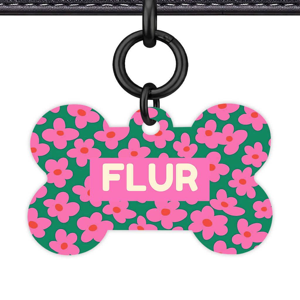 Pink Daisies QR Smart Pet Id Tag Tag (Dog Tag & Cat Tag)