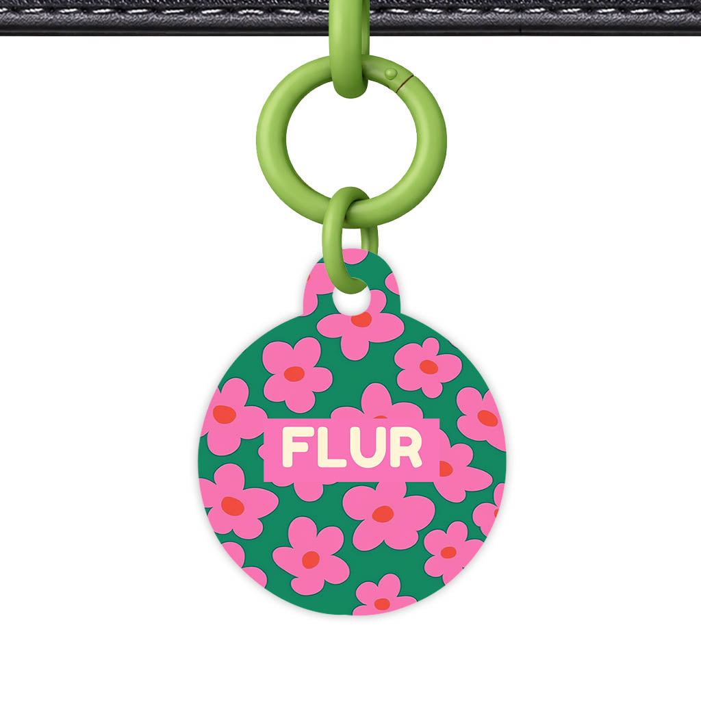 Pink Daisies QR Smart Pet Id Tag Tag (Dog Tag & Cat Tag)
