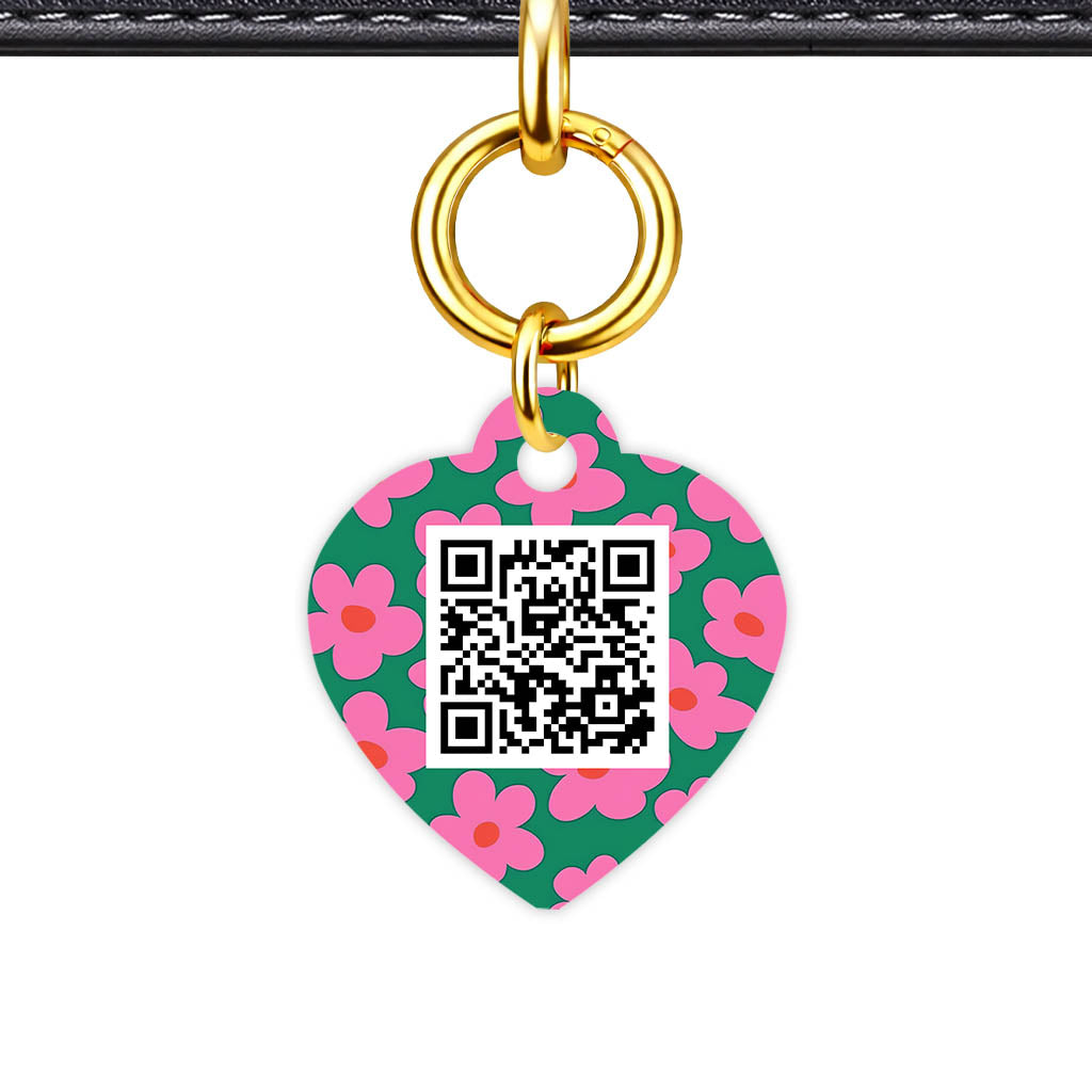 Pink Daisies QR Smart Pet Id Tag Tag (Dog Tag & Cat Tag)