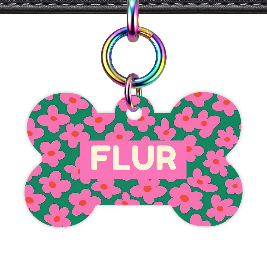 Pink Daisies QR Smart Pet Id Tag Tag (Dog Tag & Cat Tag)