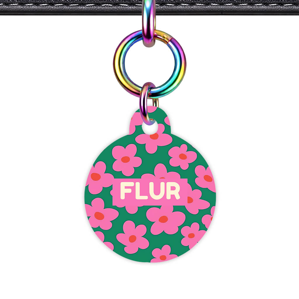 Pink Daisies QR Smart Pet Id Tag Tag (Dog Tag & Cat Tag)