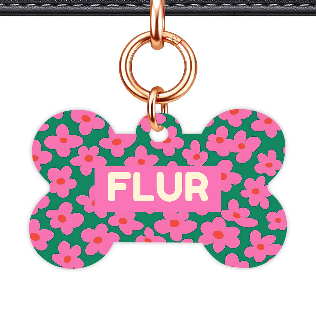 Pink Daisies QR Smart Pet Id Tag Tag (Dog Tag & Cat Tag)