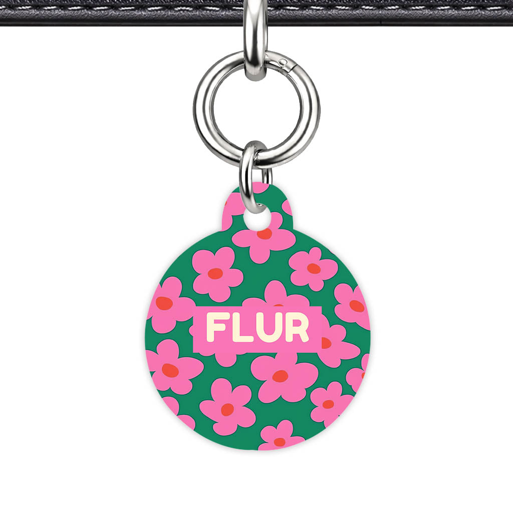 Pink Daisies QR Smart Pet Id Tag Tag (Dog Tag & Cat Tag)