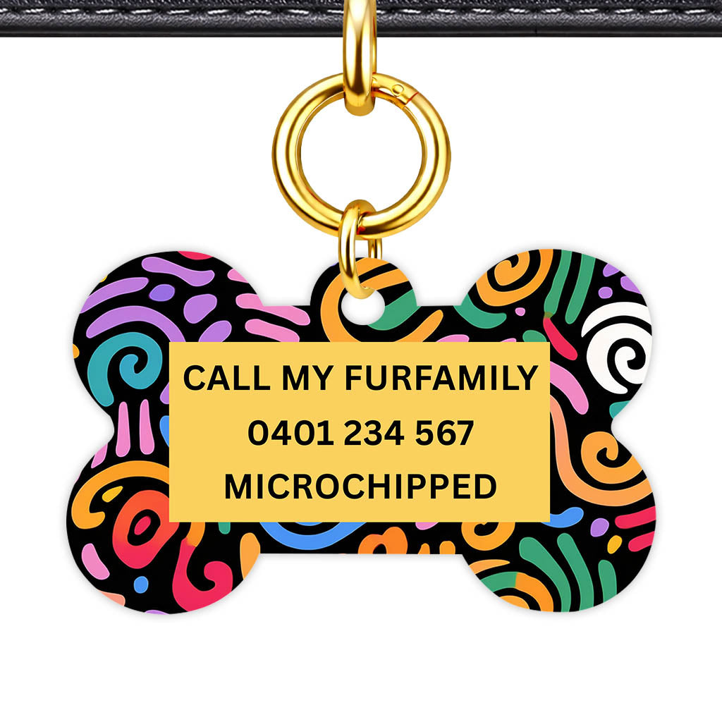 Retro Swirls Colour Classic Pet ID Tag (Dog Tag & Cat Tag)