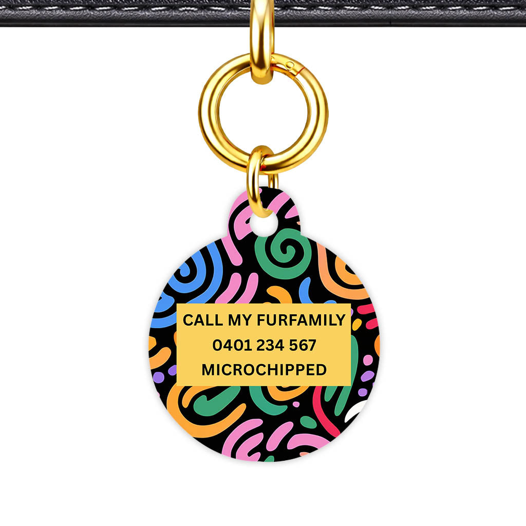 Retro Swirls Colour Classic Pet ID Tag (Dog Tag & Cat Tag)