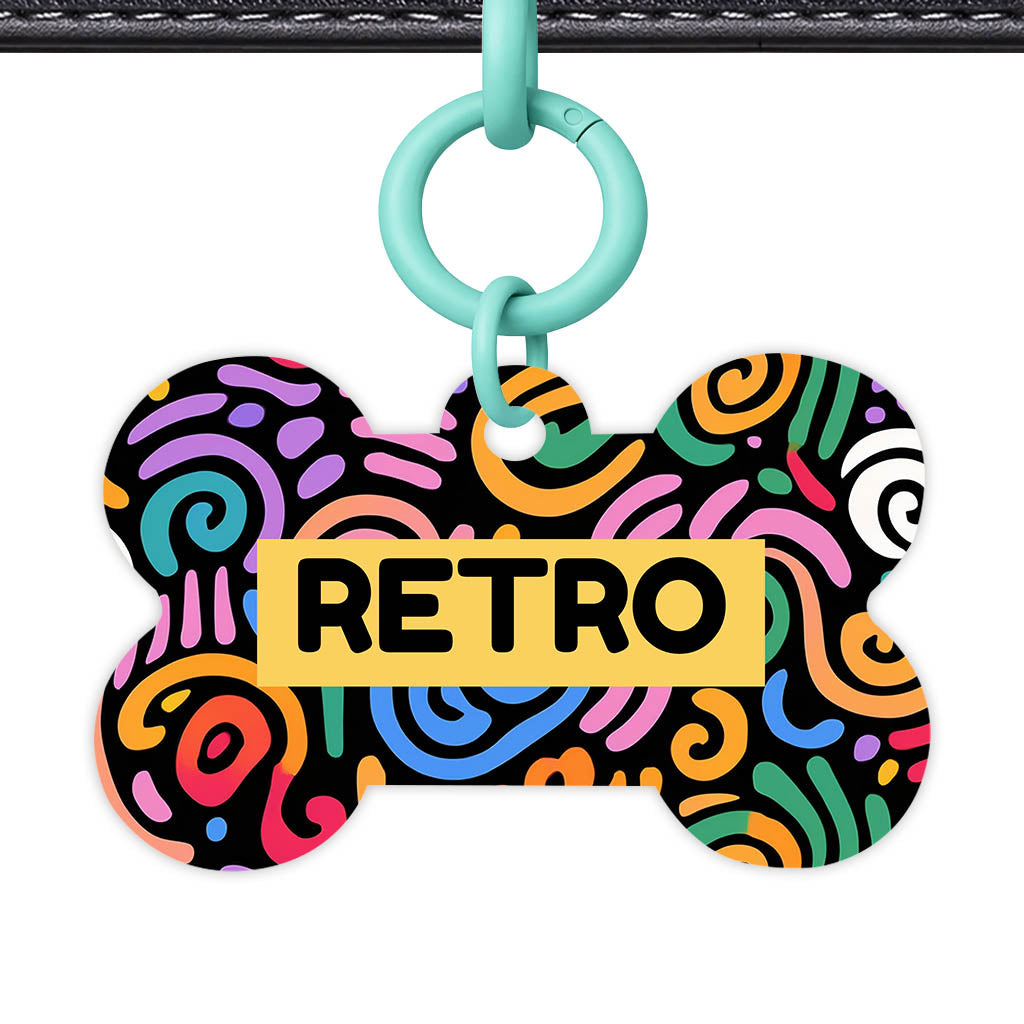 Retro Swirls Colour QR Smart Pet Id Tag Tag (Dog Tag & Cat Tag)