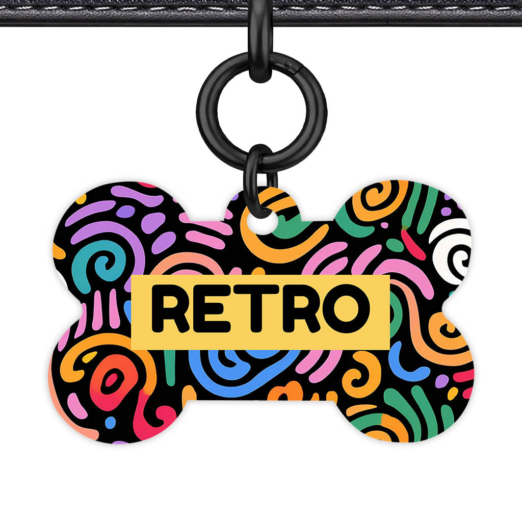 Retro Swirls Colour QR Smart Pet Id Tag Tag (Dog Tag & Cat Tag)
