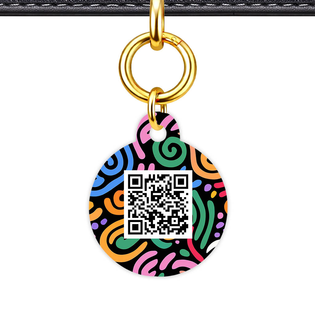 Retro Swirls Colour QR Smart Pet Id Tag Tag (Dog Tag & Cat Tag)