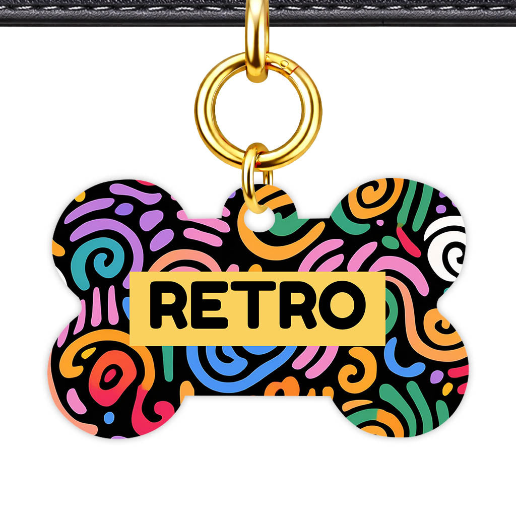 Retro Swirls Colour Classic Pet ID Tag (Dog Tag & Cat Tag)