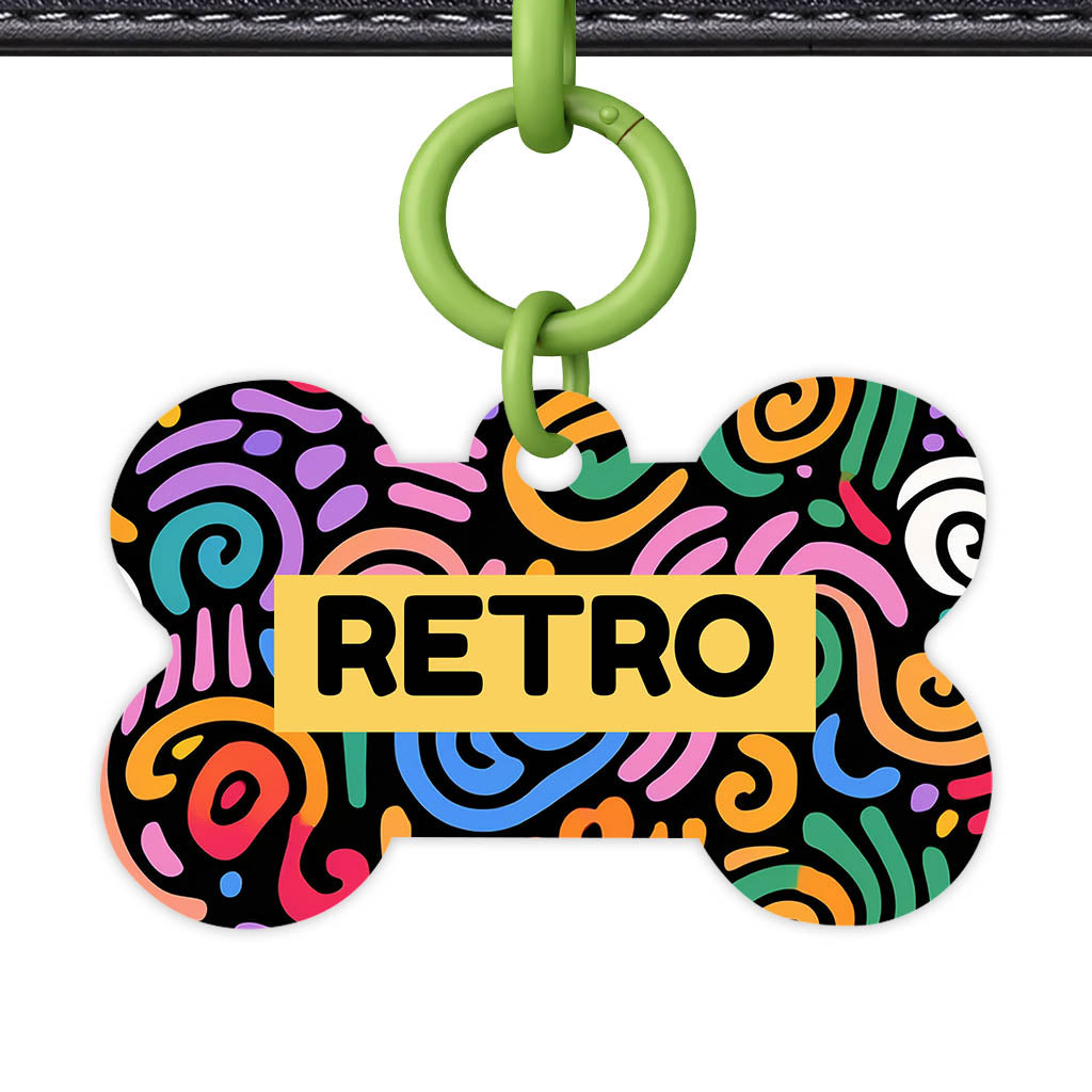 Retro Swirls Colour Classic Pet ID Tag (Dog Tag & Cat Tag)