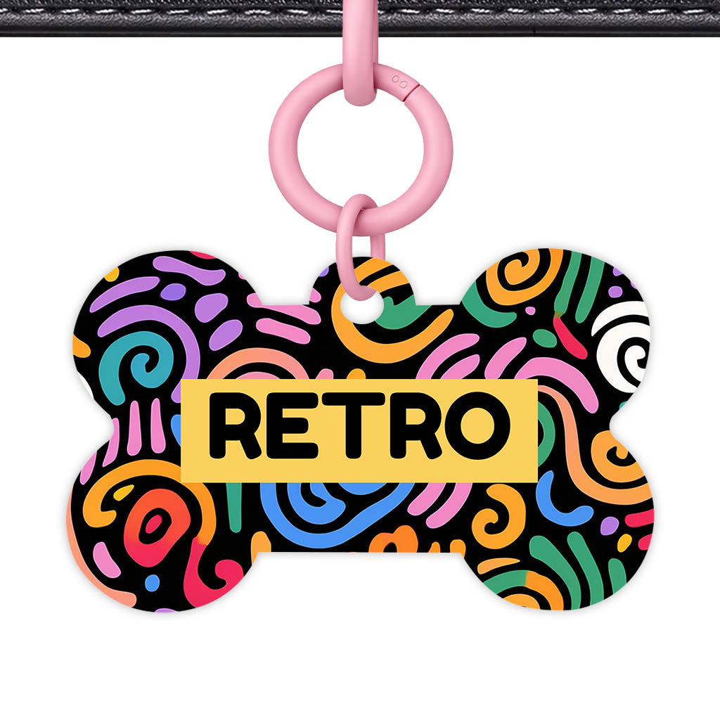 Retro Swirls Colour QR Smart Pet Id Tag Tag (Dog Tag & Cat Tag)