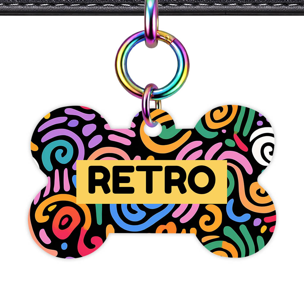 Retro Swirls Colour QR Smart Pet Id Tag Tag (Dog Tag & Cat Tag)