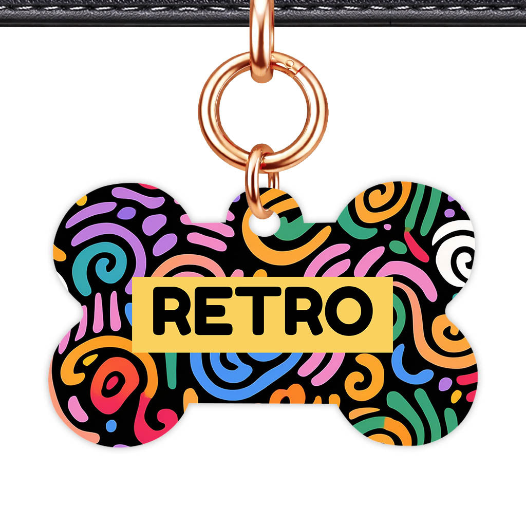 Retro Swirls Colour QR Smart Pet Id Tag Tag (Dog Tag & Cat Tag)