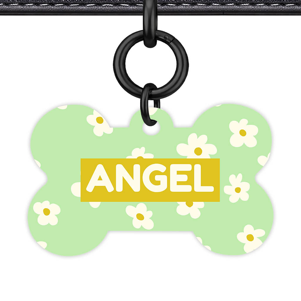 Daisies Green QR Smart Pet Id Tag Tag (Dog Tag & Cat Tag)