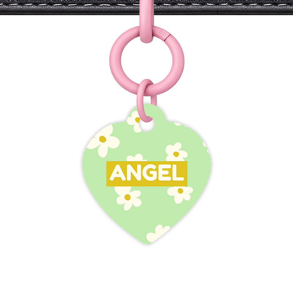 Daisies Green QR Smart Pet Id Tag Tag (Dog Tag & Cat Tag)