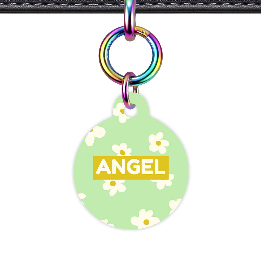 Daisies Green QR Smart Pet Id Tag Tag (Dog Tag & Cat Tag)