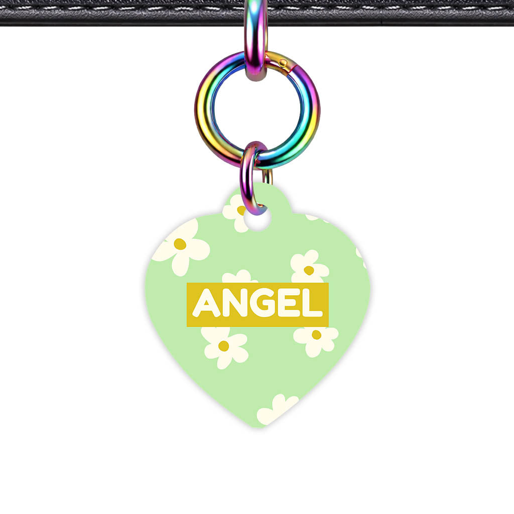 Daisies Green QR Smart Pet Id Tag Tag (Dog Tag & Cat Tag)