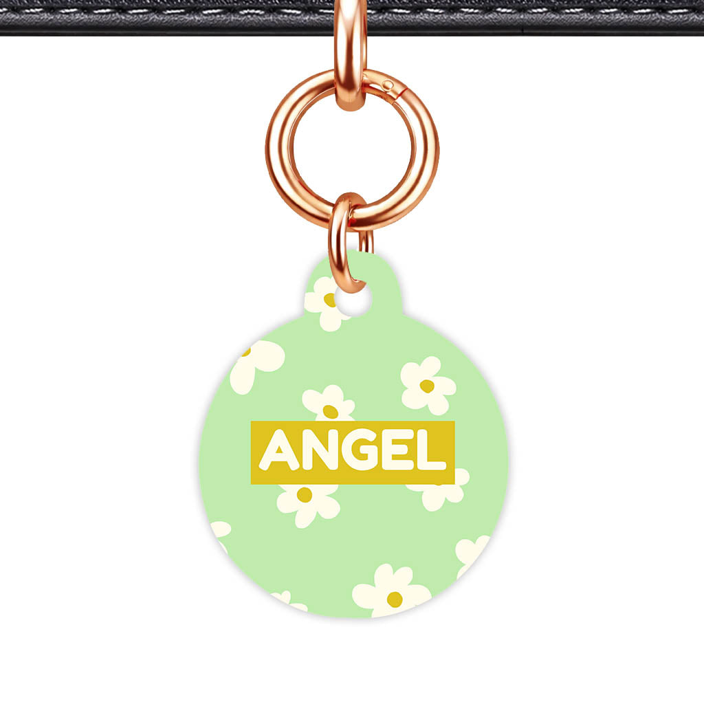 Daisies Green QR Smart Pet Id Tag Tag (Dog Tag & Cat Tag)