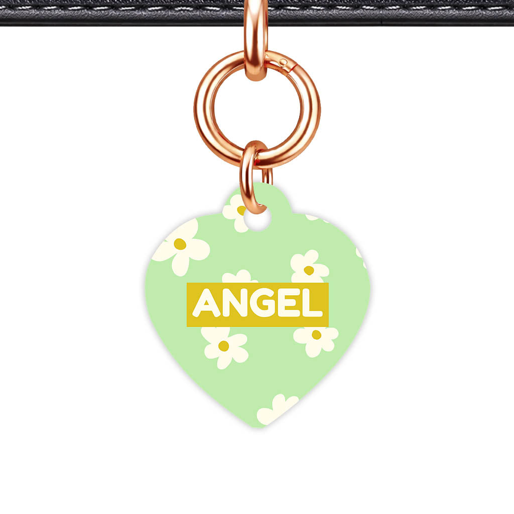 Daisies Green QR Smart Pet Id Tag Tag (Dog Tag & Cat Tag)