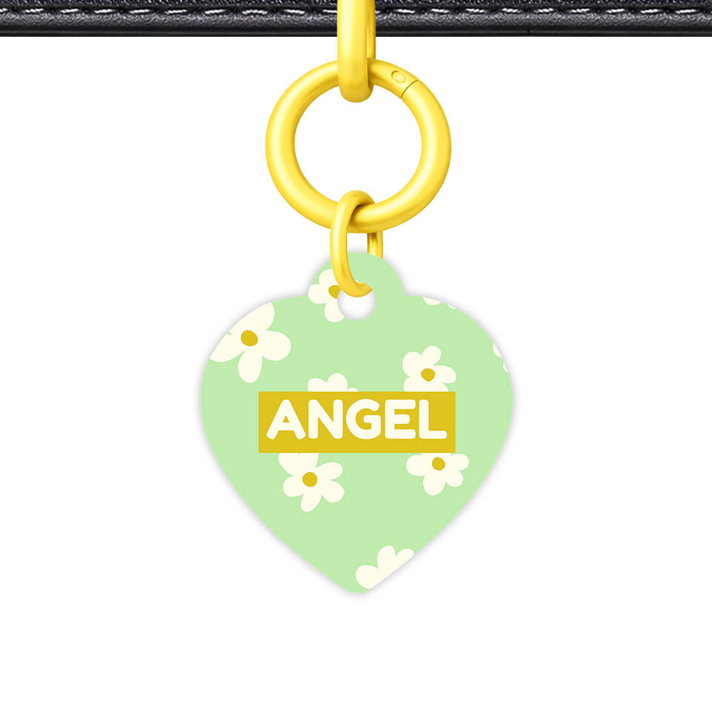 Daisies Green QR Smart Pet Id Tag Tag (Dog Tag & Cat Tag)