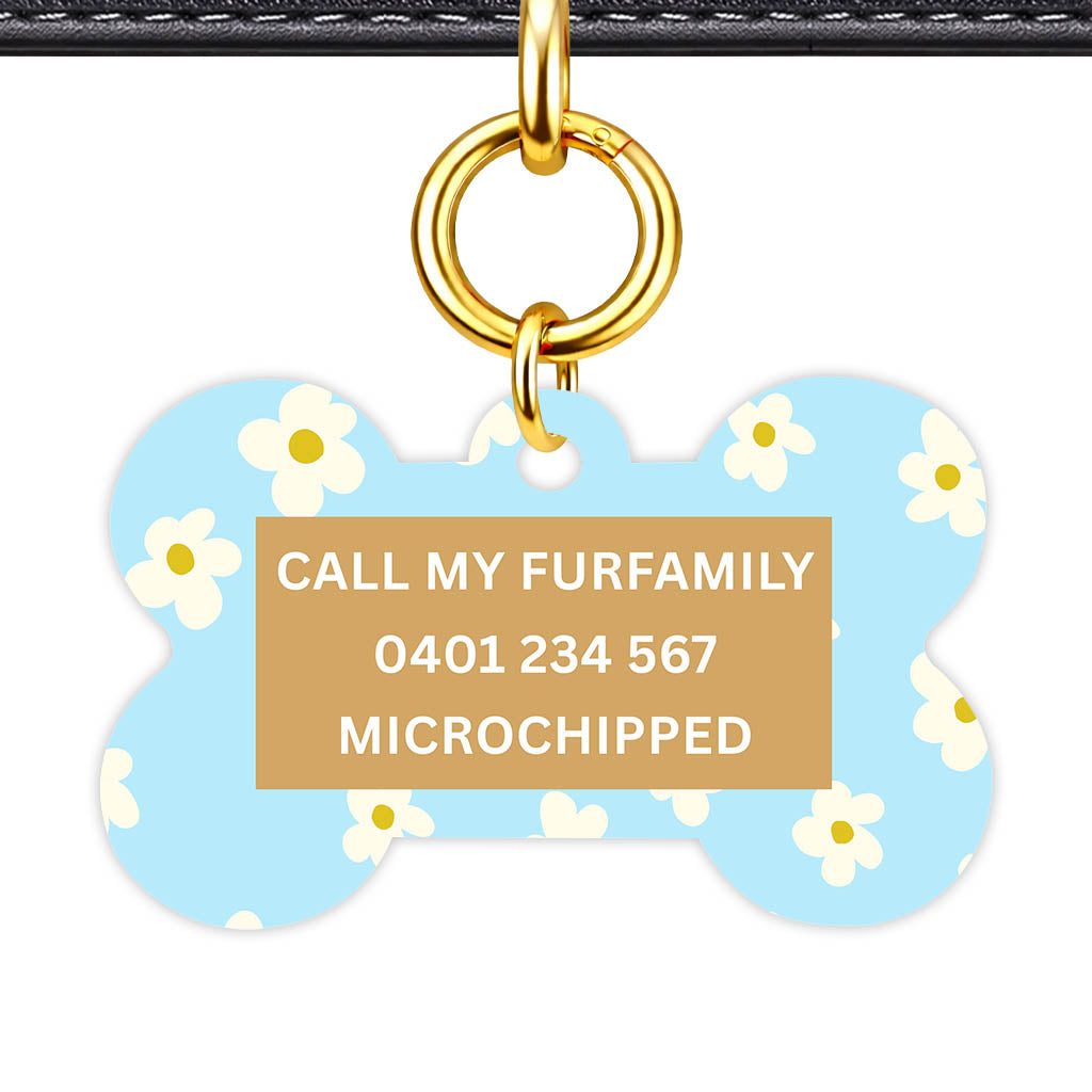 Daisies Blue and Cream Classic Pet ID Tag (Dog Tag & Cat Tag)