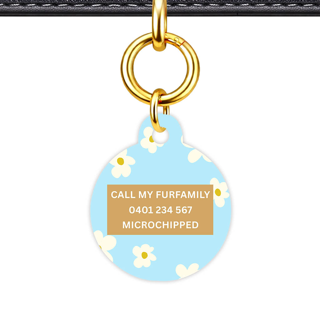 Daisies Blue and Cream Classic Pet ID Tag (Dog Tag & Cat Tag)