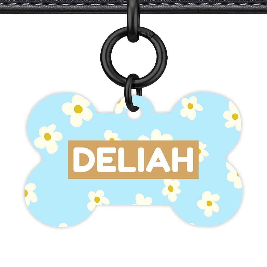 Daisies Blue and Cream Classic Pet ID Tag (Dog Tag & Cat Tag)