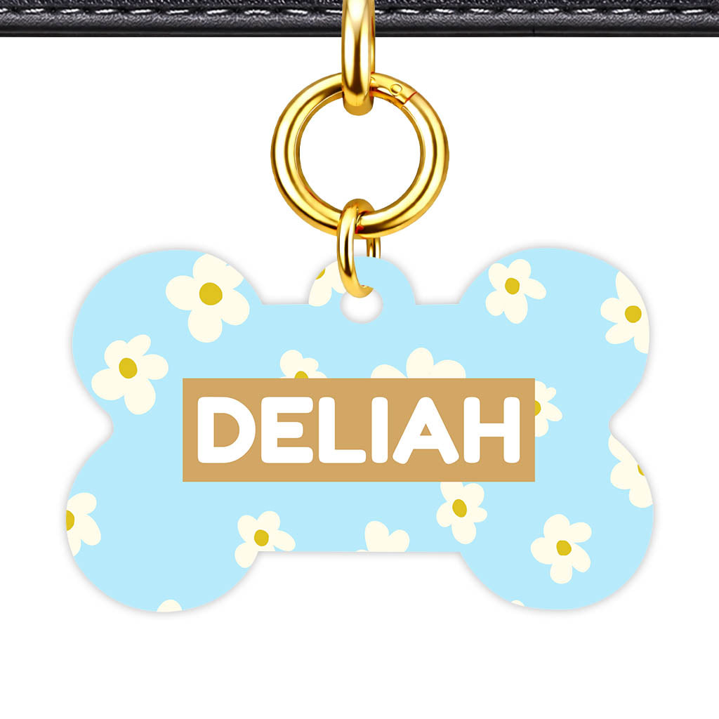 Daisies Blue and Cream Classic Pet ID Tag (Dog Tag & Cat Tag)