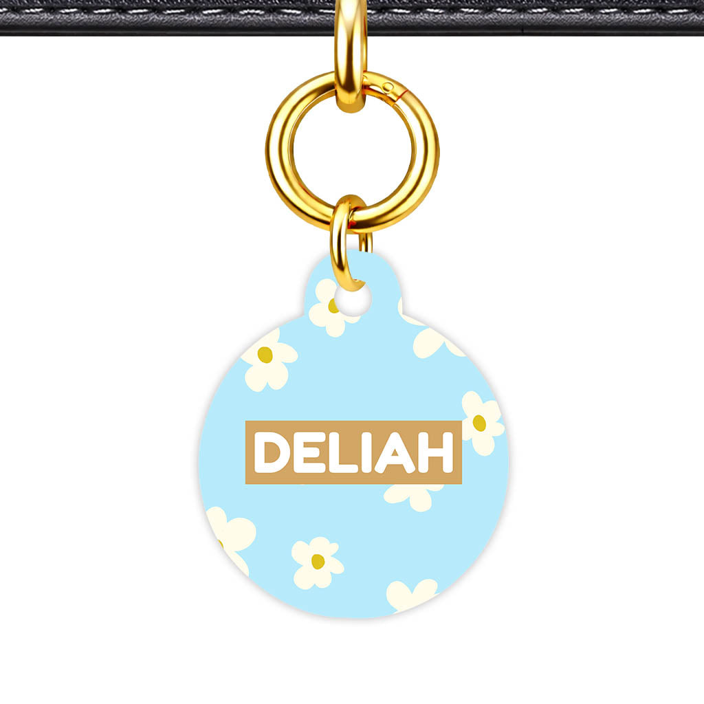 Daisies Blue and Cream Classic Pet ID Tag (Dog Tag & Cat Tag)