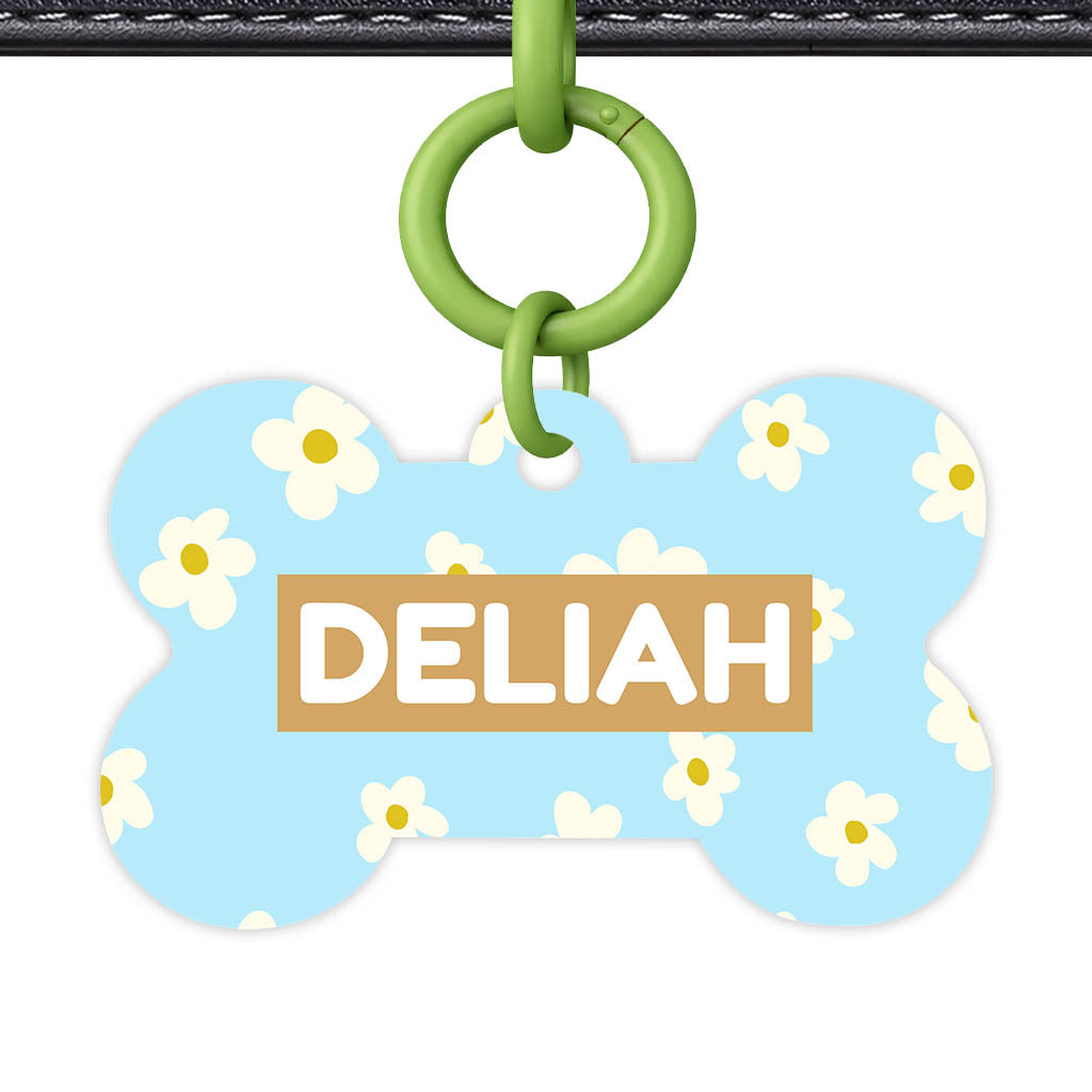 Daisies Blue and Cream Classic Pet ID Tag (Dog Tag & Cat Tag)