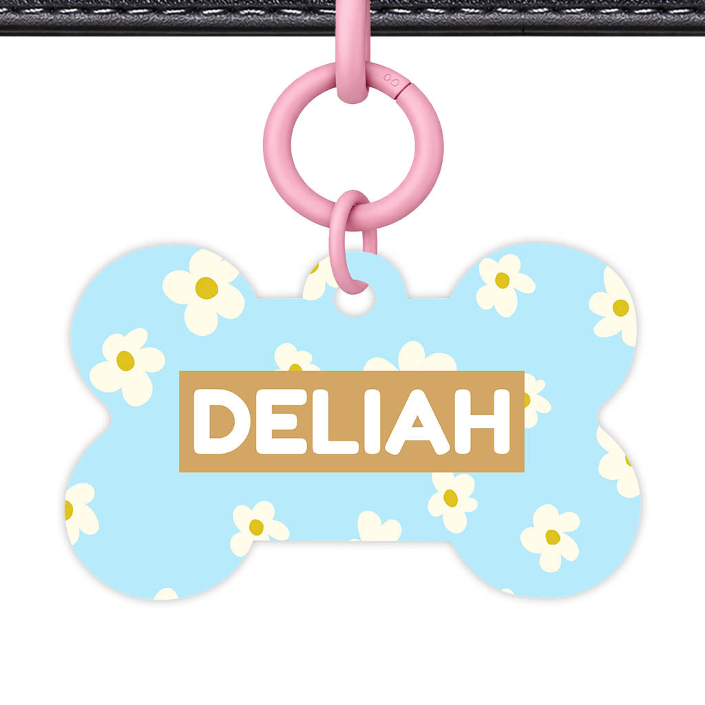 Daisies Blue and Cream Classic Pet ID Tag (Dog Tag & Cat Tag)