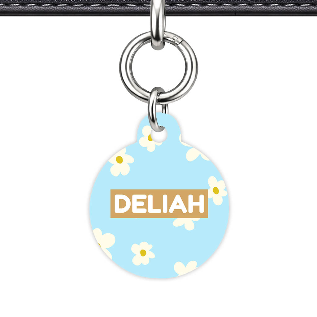 Daisies Blue and Cream Classic Pet ID Tag (Dog Tag & Cat Tag)