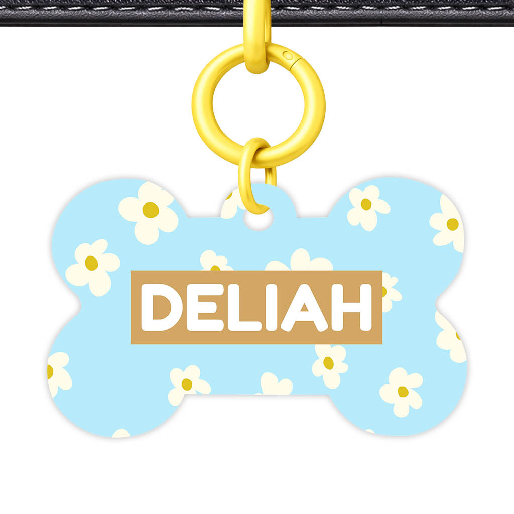 Daisies Blue and Cream Classic Pet ID Tag (Dog Tag & Cat Tag)