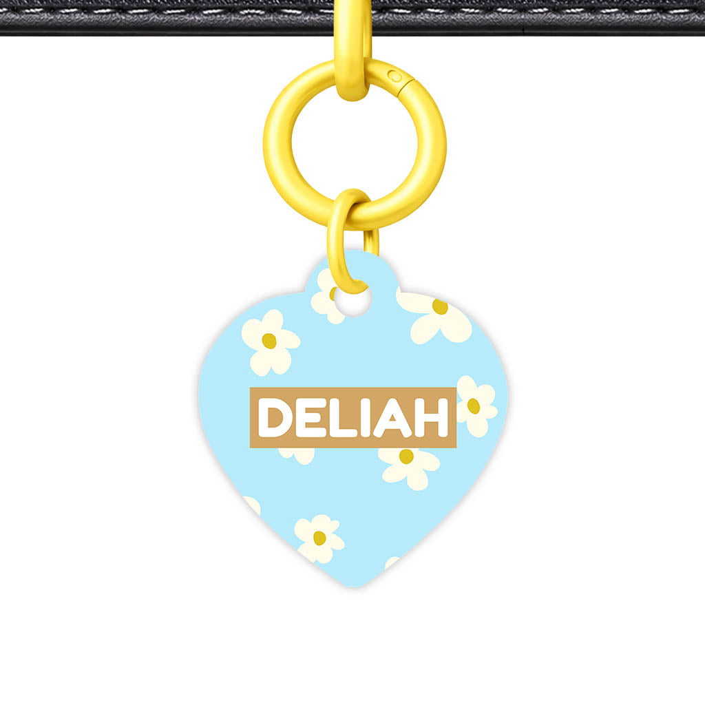 Daisies Blue and Cream QR Smart Pet Id Tag Tag (Dog Tag & Cat Tag)